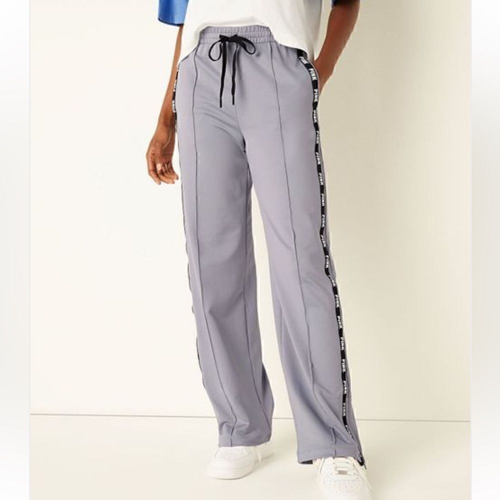 Pink Victoria’s Secret Gray High waist Track Pants(Size Small)